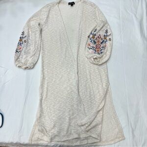 Embroidered Girls Cream Cardigan